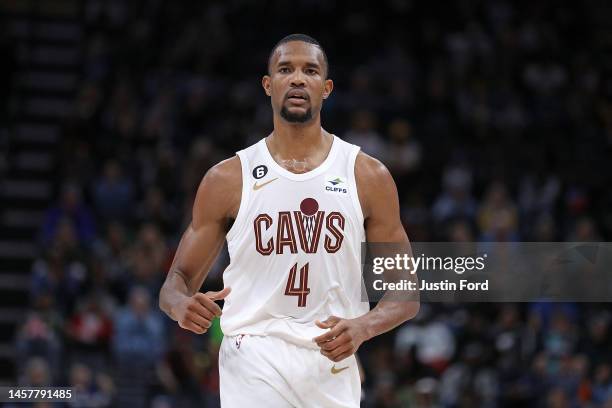 Evan Mobley of the Cleveland Cavaliers during the game against the Memphis Grizzlies at FedExForum on January 18, 2023 in Memphis, Tennessee. NOTE TO...