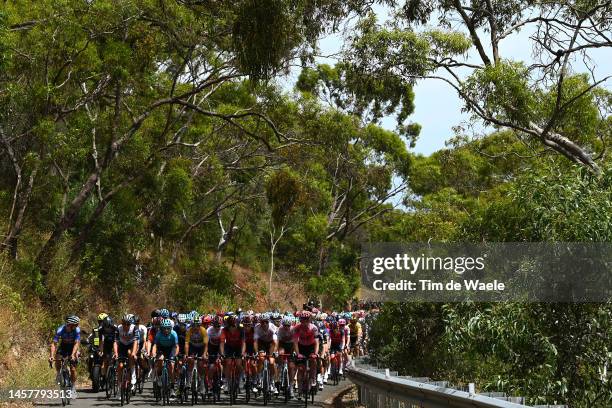 General view of Manuele Boaro of Italy and Astana Qazaqstan Team, Ivan Romeo Abad of Spain and Movistar Team, Luke Plapp of Australia, Magnus...