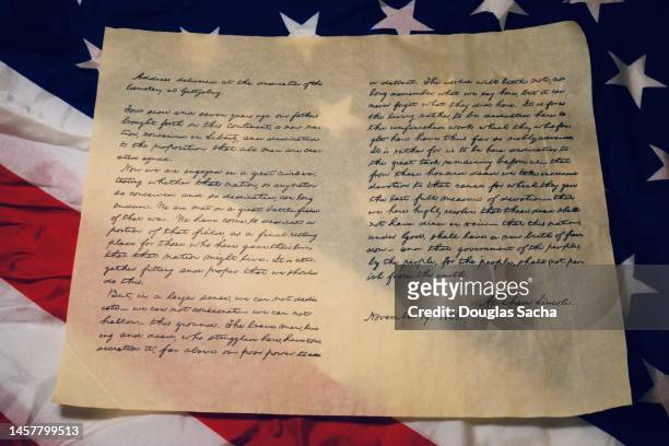gettysburg address - civil war speech from abraham lincoln - us constitution stock-fotos und bilder