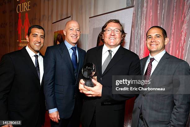 Event Co-Chair Andrew Gumpert, CAA's Bryan Lourd, Honoree Lorenzo di Bonaventura and Event Co-Chair Mark Borman at Care And Cure - A Benefit To End...