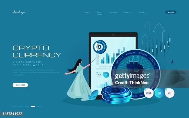 stockillustraties, clipart, cartoons en iconen met crypto currency concept based web banner design - blockchain crypto