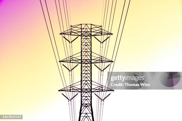 electrical pylon and sky - guaranteed power supply stock pictures, royalty-free photos & images