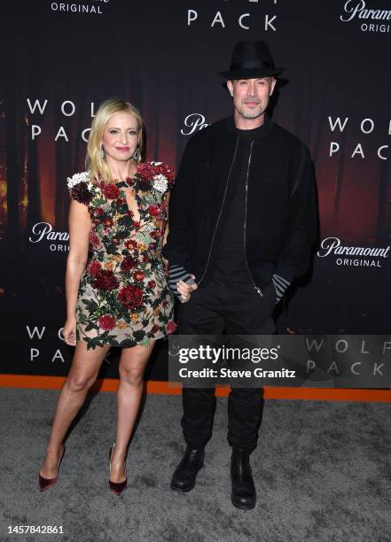 Sarah Michelle Gellar and Freddie Prinze Jr. Arrives at the Los Angeles Premiere Of Paramount+'s "Wolf Pack" at Harmony Gold on January 19, 2023 in...