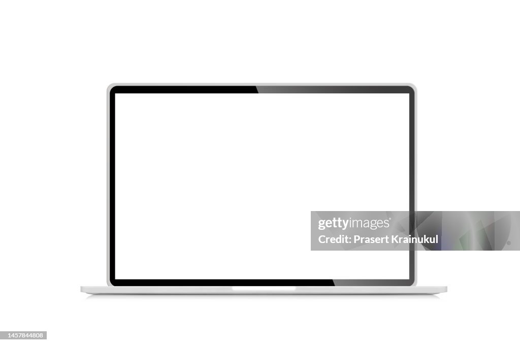 Mock up of realistic open laptop