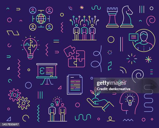 line icon set & pattern for education consulting & services - student support stock illustrations