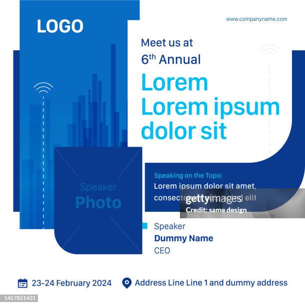 flat abstract business conference social media template - work office background stock illustrations