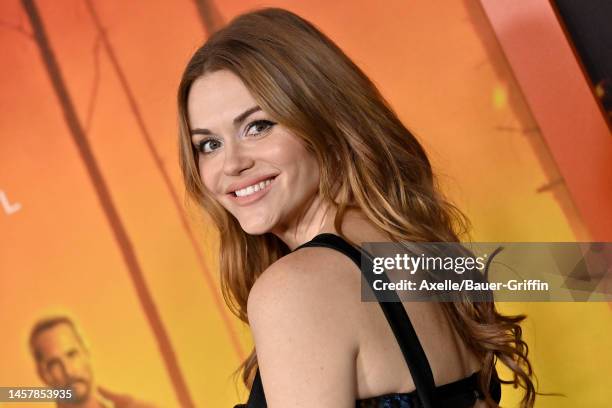 Holland Roden attends the Los Angeles Premiere of Paramount+'s "Wolf Pack" at Harmony Gold on January 19, 2023 in Los Angeles, California.