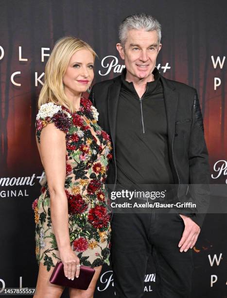 Sarah Michelle Gellar and James Marsters attend the Los Angeles Premiere of Paramount+'s "Wolf Pack" at Harmony Gold on January 19, 2023 in Los...