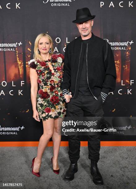 Sarah Michelle Gellar and Freddie Prinze Jr. Attend the Los Angeles Premiere of Paramount+'s "Wolf Pack" at Harmony Gold on January 19, 2023 in Los...