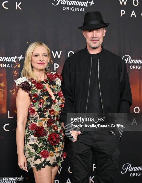Sarah Michelle Gellar and Freddie Prinze Jr. Attend the Los Angeles Premiere of Paramount+'s "Wolf Pack" at Harmony Gold on January 19, 2023 in Los...