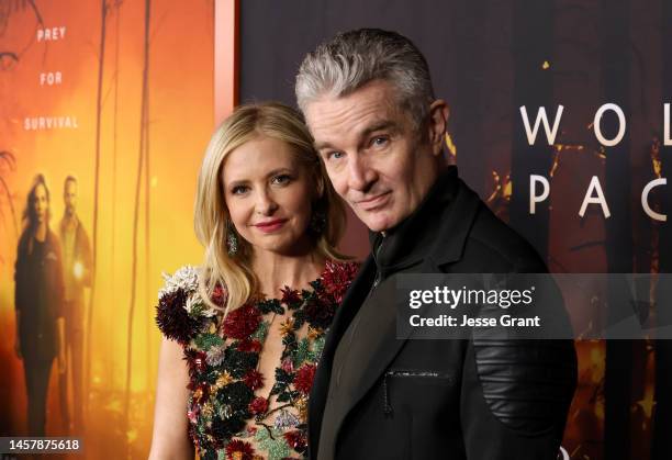 Sarah Michelle Gellar and James Marsters attend the "Wolf Pack" Premiere on January 19, 2023 in Los Angeles, California.