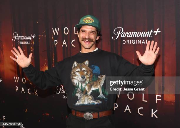 Tyler Posey attends the "Wolf Pack" Premiere on January 19, 2023 in Los Angeles, California.