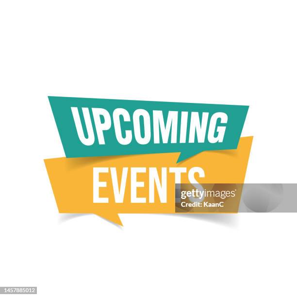 upcoming events speech bubble banner. label for business, marketing and advertising. vector on isolated background. vector stock illustration - heading the ball stock illustrations