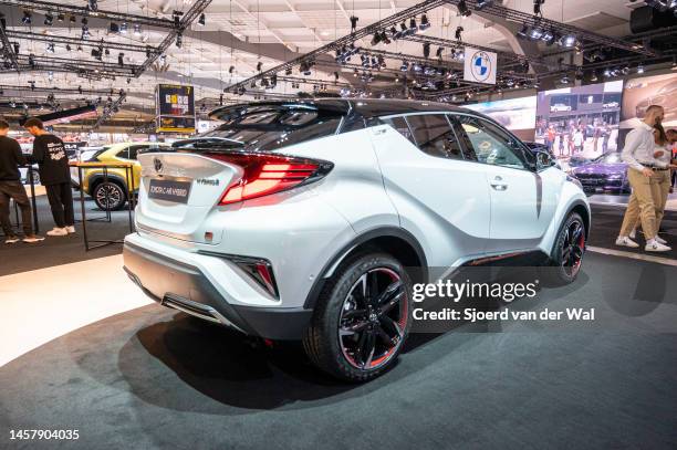 Toyota CH-R Hybrid compact crossover SUV at Brussels Expo on January 13, 2023 in Brussels, Belgium.