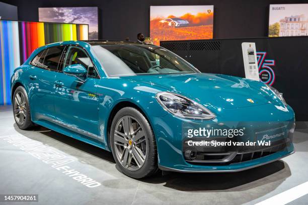 Porsche Panamera 4S E-Hybrid Sport Turismo at Brussels Expo on January 13, 2023 in Brussels, Belgium.