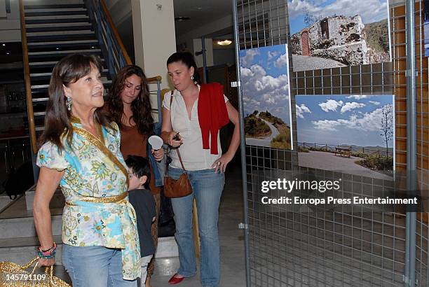 Pepa Flores, Celia Flores and Tamara Flores attend Maria Esteve's picture exhibition 'De Malaga Al Cielo'. Her daughters Celia Flores and Tamara...