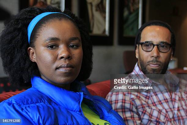 South African singing sensation Zahara and US singer and songwriter Leroy Bell on June 5, 2012 in Johannesburg, South Africa ahead of their...
