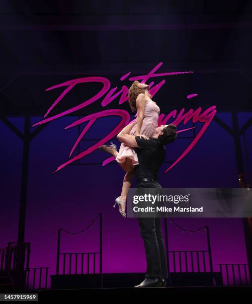 Michael O'Reilly and Kira Malou attend the photocall for "Dirty Dancing – The Classic Story On Stage" at Dominion Theatre on January 20, 2023 in...