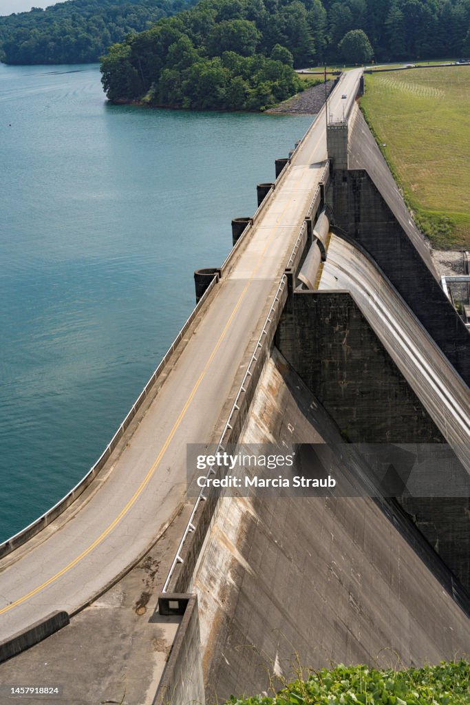 Aerial View of the Road Over Norris Hydroelectric Dam
