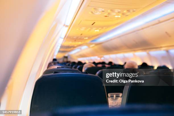 aircraft interior - airplane seat stock pictures, royalty-free photos & images