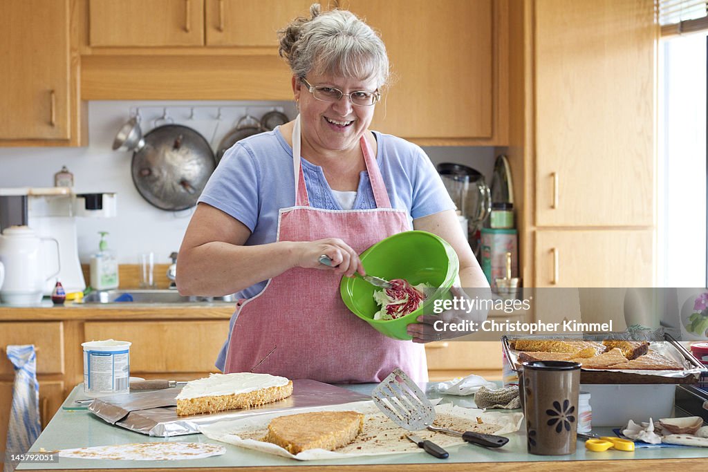 Woman baking in kitchen