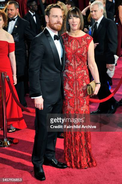 Michael Fassbender and Adele Fassbender attend the 86th Annual Academy Awards at Hollywood & Highland Center.