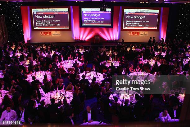 General view of the awards dinner during the RPA Computacenter Rugby Players Awards 2012 at the Grosvenor Hotel on May 23, 2012 in London, England.