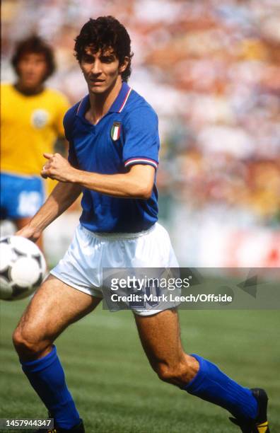 July 1982, Barcelona - FIFA World Cup - Italy v Brazil - Paolo Rossi of Italy.