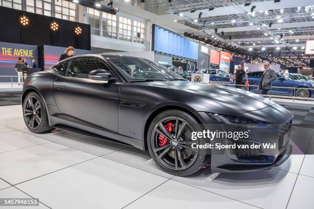 Jaguar F-Type R coupe sports car at Brussels Expo on January 13, 2023 in Brussels, Belgium.