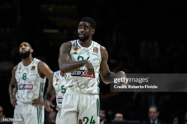 Dwayne Bacon of Panathinaikos Athens during the 2022/2023 Turkish Airlines EuroLeague match between Virtus Segafredo Bologna and Panathinaikos Athens...