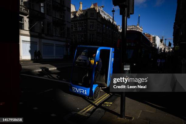 Evri" last-mile cycle courier is seen on January 20, 2023 in London, United Kingdom. Delivery drivers at Evri have accused the company of...