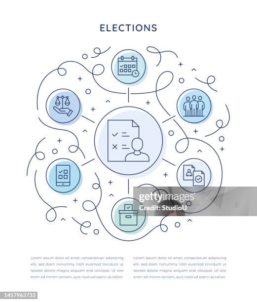 elections six steps infographic template - electronic voting stock illustrations