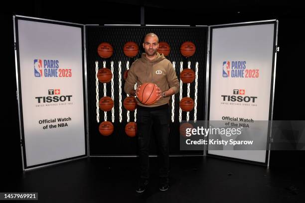Tony Parker attends the Tissot x NBA Paris Game Live Bar at Accor Arena on January 19, 2023 in Paris, France.
