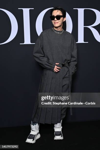 Hope from BTS attends the Dior Homme Menswear Fall-Winter 2023-2024 show as part of Paris Fashion Week on January 20, 2023 in Paris, France.