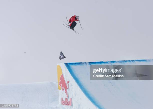 Tess Ledeux of France competes during the women's Freeski Slopestyle semi finals of the FIS Freeski World Cup 2023 'Laax Open' on January 20, 2023 in...