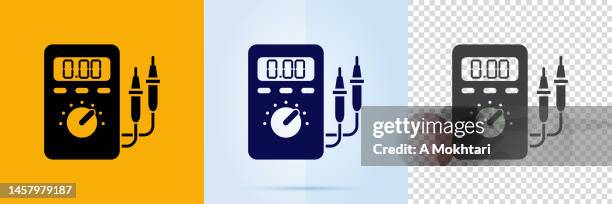 voltmeter icon set. - multimeter stock illustrations