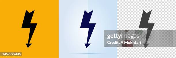 lightning icon set. - electrical shock stock illustrations