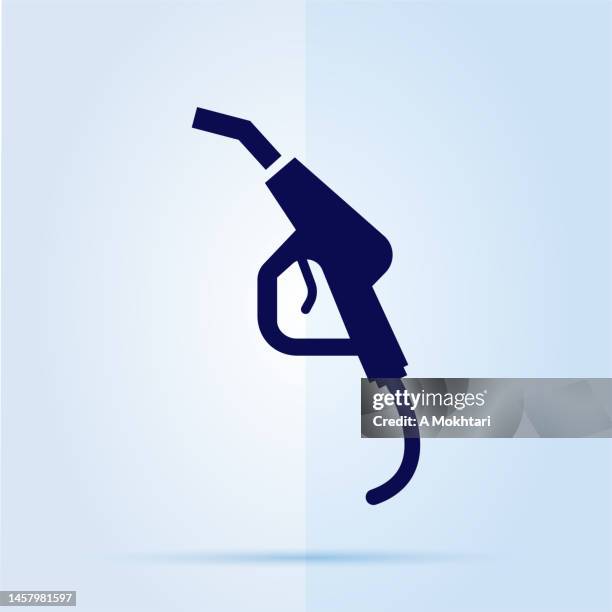 fuel gun icon on blue background. - fossil fuel stock illustrations