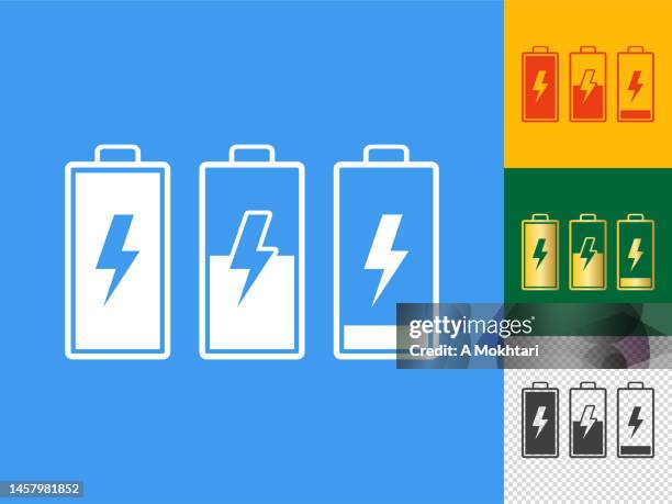 battery level icon set. - electrical meter stock illustrations
