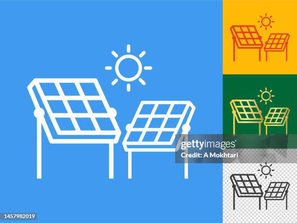 solar panel icon set. - electric car rendering stock illustrations