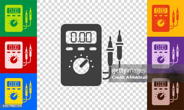 voltmeter icon set. - digital viewfinder stock illustrations