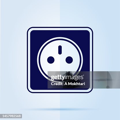 Wall socket icon on blue background. Wall socket icon on blue background.