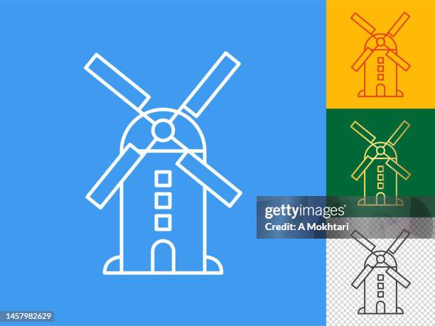 traditional mill icon set. - old windmill stock illustrations