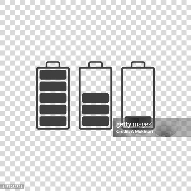 battery level icon on transparent background. - lithium stock illustrations