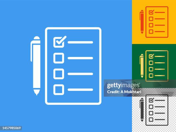 set of document icons with pen and checklist. - green check mark transparent background stock illustrations