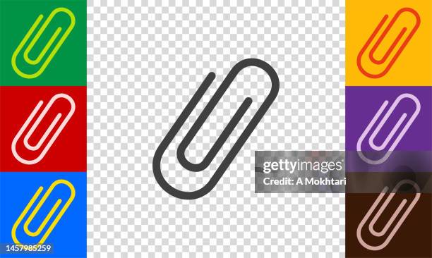 ilustrações de stock, clip art, desenhos animados e ícones de paper clip icon set. - paperclip