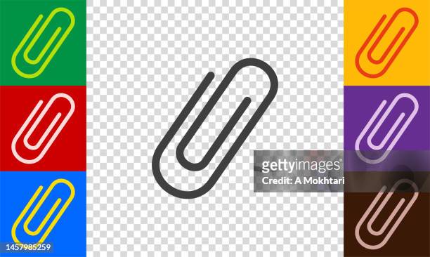 paper clip icon set. - paper clip stock illustrations