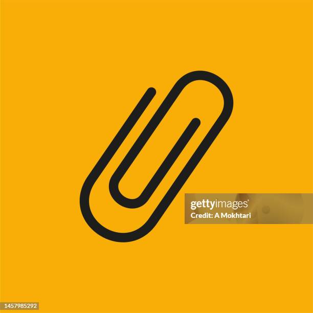 bildbanksillustrationer, clip art samt tecknat material och ikoner med paper clip icon on yellow background. - paper clip