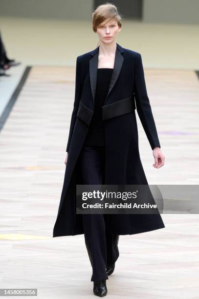 Model on the runway at Celine's fall 2011 show. Designed by Phoebe Philo.