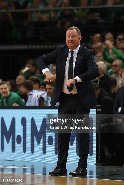 Coach Zalgiris Kazys Maksvytis, Head Coach of Zalgiris Kaunas in action during the ...